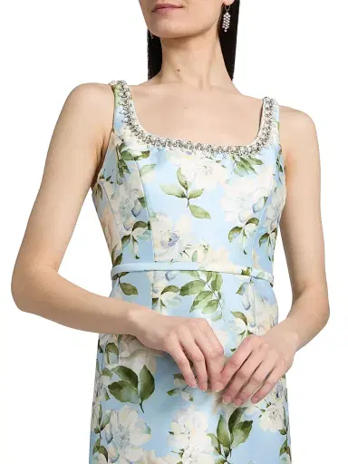 SACHIN BABI Women's Lana Embellished Floral Silk-Blend Gown - Sky Camellia | Thumbnail 6 SACHIN BABI Women's Lana Embellished Floral Silk-Blend Gown - Sky Camellia | Thumbnail 6