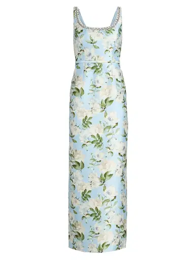 SACHIN BABI Women's Lana Embellished Floral Silk-Blend Gown - Sky Camellia | Thumbnail 1 SACHIN BABI Women's Lana Embellished Floral Silk-Blend Gown - Sky Camellia | Thumbnail 1