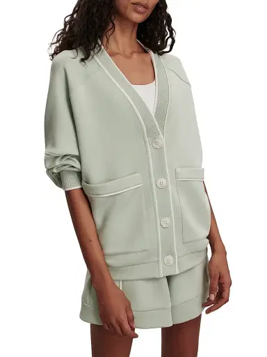 Varley Women's Scottie DoubleSoft Cardigan - Aqua Foam | Thumbnail 3 Varley Women's Scottie DoubleSoft Cardigan - Aqua Foam | Thumbnail 3