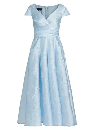 Talbot Runhof Women's Floral Pleated Satin Maxi Dress - Sky | Thumbnail 1 Talbot Runhof Women's Floral Pleated Satin Maxi Dress - Sky | Thumbnail 1