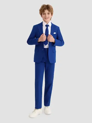 Moustache Four Piece Suit with Peak Lapel - Royal Blue | Thumbnail 3 Moustache Four Piece Suit with Peak Lapel - Royal Blue | Thumbnail 3
