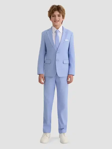 Moustache Four Piece Suit with Peak Lapel - Light Blue | Thumbnail 2 Moustache Four Piece Suit with Peak Lapel - Light Blue | Thumbnail 2