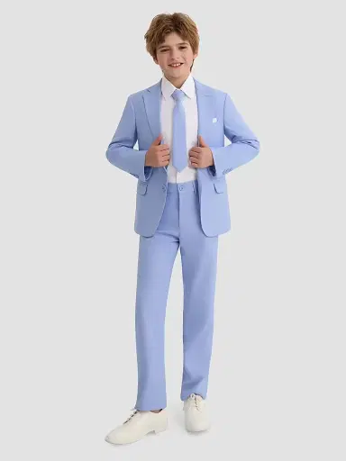 Moustache Four Piece Suit with Peak Lapel - Light Blue | Thumbnail 3 Moustache Four Piece Suit with Peak Lapel - Light Blue | Thumbnail 3