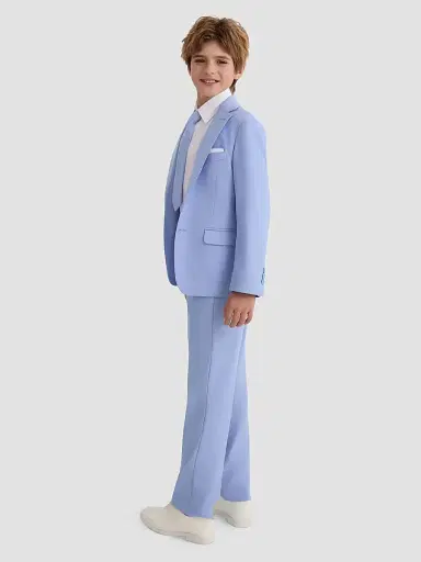 Moustache Four Piece Suit with Peak Lapel - Light Blue | Thumbnail 4 Moustache Four Piece Suit with Peak Lapel - Light Blue | Thumbnail 4