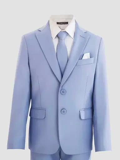Moustache Four Piece Suit with Peak Lapel - Light Blue | Thumbnail 6 Moustache Four Piece Suit with Peak Lapel - Light Blue | Thumbnail 6