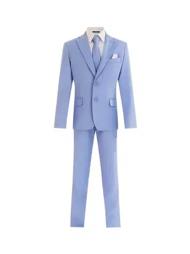 Moustache Four Piece Suit with Peak Lapel - Light Blue | Thumbnail 1 Moustache Four Piece Suit with Peak Lapel - Light Blue | Thumbnail 1