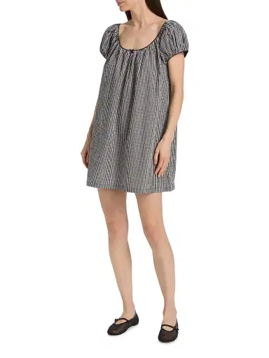 DÔEN Women's Julia Cotton Minidress - Noir La Maddalena Gingham | Thumbnail 2 DÔEN Women's Julia Cotton Minidress - Noir La Maddalena Gingham | Thumbnail 2