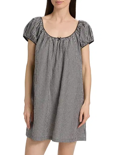 DÔEN Women's Julia Cotton Minidress - Noir La Maddalena Gingham | Thumbnail 3 DÔEN Women's Julia Cotton Minidress - Noir La Maddalena Gingham | Thumbnail 3