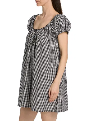 DÔEN Women's Julia Cotton Minidress - Noir La Maddalena Gingham | Thumbnail 4 DÔEN Women's Julia Cotton Minidress - Noir La Maddalena Gingham | Thumbnail 4