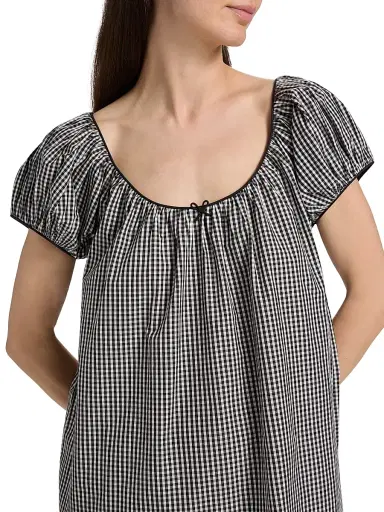 DÔEN Women's Julia Cotton Minidress - Noir La Maddalena Gingham | Thumbnail 6 DÔEN Women's Julia Cotton Minidress - Noir La Maddalena Gingham | Thumbnail 6