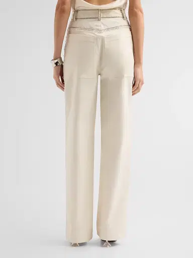 Lapointe Women's Beaded Chains Straight-Leg Jeans - Cream - Size 10 | Thumbnail 3 Lapointe Women's Beaded Chains Straight-Leg Jeans - Cream - Size 10 | Thumbnail 3