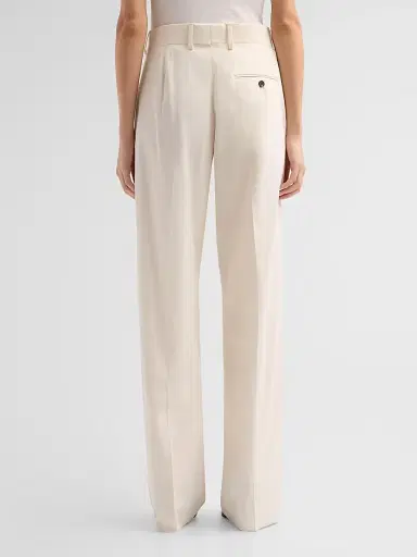 FERRAGAMO Women's Cotton-Silk Canvas Trousers - Parchment | Thumbnail 3 FERRAGAMO Women's Cotton-Silk Canvas Trousers - Parchment | Thumbnail 3