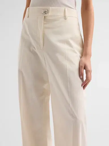FERRAGAMO Women's Cotton-Silk Canvas Trousers - Parchment | Thumbnail 5 FERRAGAMO Women's Cotton-Silk Canvas Trousers - Parchment | Thumbnail 5