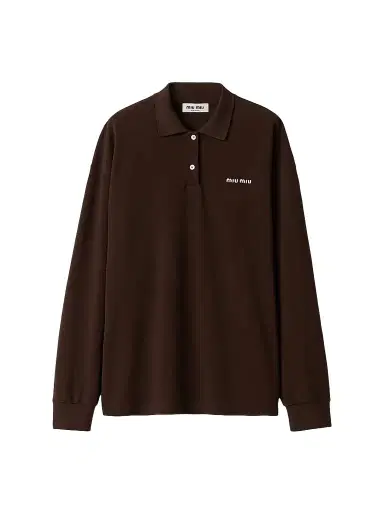Miu Miu Women's Cotton Piqué Polo Shirt - Brown - Size XS | Thumbnail 1 Miu Miu Women's Cotton Piqué Polo Shirt - Brown - Size XS | Thumbnail 1