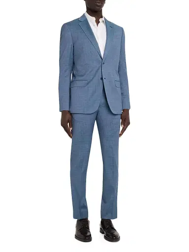 Emporio Armani Men's Micro-Textured Wool Single-Breasted Suit - Blue | Thumbnail 2 Emporio Armani Men's Micro-Textured Wool Single-Breasted Suit - Blue | Thumbnail 2