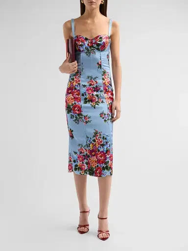 Dolce & Gabbana Women's Floral Satin Midi-Dress | Thumbnail 2 Dolce & Gabbana Women's Floral Satin Midi-Dress | Thumbnail 2