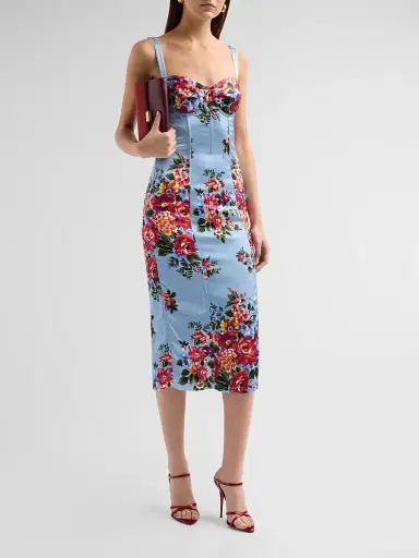 Dolce & Gabbana Women's Floral Satin Midi-Dress | Thumbnail 4 Dolce & Gabbana Women's Floral Satin Midi-Dress | Thumbnail 4