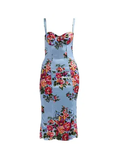 Dolce & Gabbana Women's Floral Satin Midi-Dress | Thumbnail 1 Dolce & Gabbana Women's Floral Satin Midi-Dress | Thumbnail 1