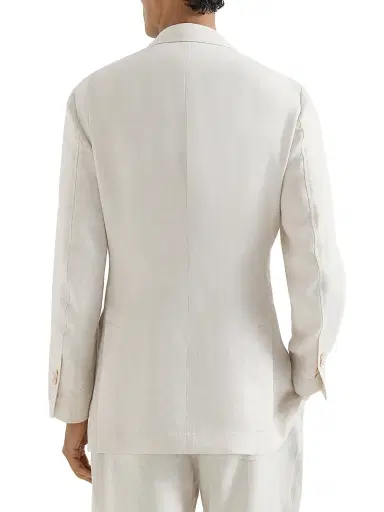 Brunello Cucinelli Men's Linen Micro Chevron Unlined Blazer | Thumbnail 3 Brunello Cucinelli Men's Linen Micro Chevron Unlined Blazer | Thumbnail 3