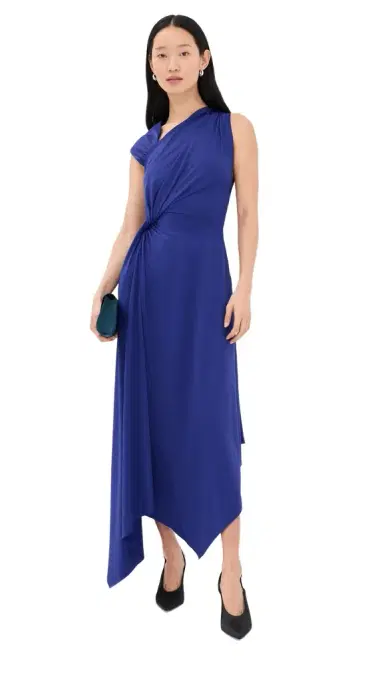 Victoria Beckham Asymmetric Midi Dress | Thumbnail 1 Victoria Beckham Asymmetric Midi Dress | Thumbnail 1