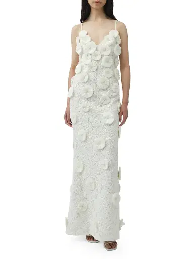 Simkhai Women's Maven Floral-Appliqué Sequined Lace Gown - White - Size 0 | Thumbnail 2 Simkhai Women's Maven Floral-Appliqué Sequined Lace Gown - White - Size 0 | Thumbnail 2