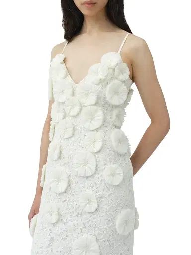 Simkhai Women's Maven Floral-Appliqué Sequined Lace Gown - White - Size 0 | Thumbnail 5 Simkhai Women's Maven Floral-Appliqué Sequined Lace Gown - White - Size 0 | Thumbnail 5