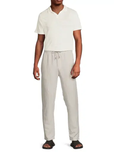 Onia Men's Shaun Linen Polo Shirt - White | Thumbnail 2 Onia Men's Shaun Linen Polo Shirt - White | Thumbnail 2