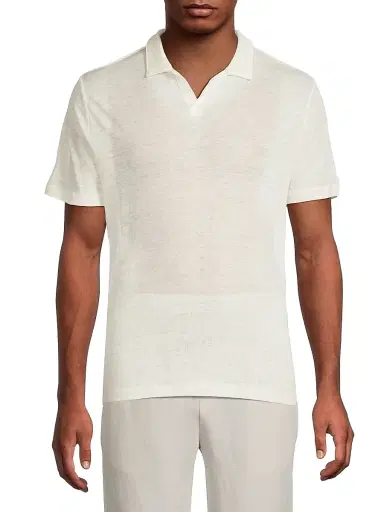 Onia Men's Shaun Linen Polo Shirt - White | Thumbnail 3 Onia Men's Shaun Linen Polo Shirt - White | Thumbnail 3