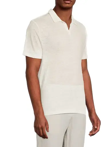 Onia Men's Shaun Linen Polo Shirt - White | Thumbnail 4 Onia Men's Shaun Linen Polo Shirt - White | Thumbnail 4