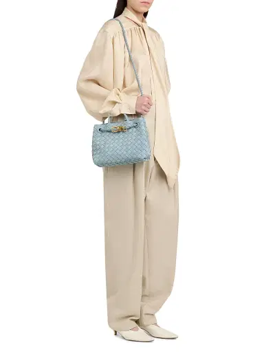 Bottega Veneta Women's Andiamo Small Intrecciato Suede Top Handle Bag - Mineral | Thumbnail 2 Bottega Veneta Women's Andiamo Small Intrecciato Suede Top Handle Bag - Mineral | Thumbnail 2