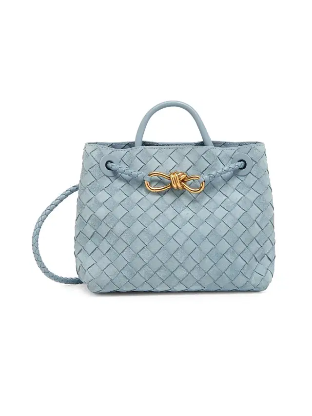 Women's Andiamo Intrecciato Suede Top Handle Bag - Mineral Women's Andiamo Intrecciato Suede Top Handle Bag - Mineral