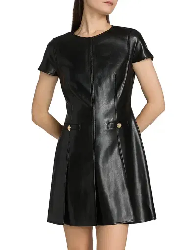 Cinq à Sept Women's Nova Faux Leather Minidress - Black | Thumbnail 3 Cinq à Sept Women's Nova Faux Leather Minidress - Black | Thumbnail 3