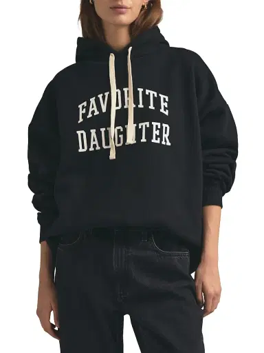 Favorite Daughter Women's The Collegiate Logo Hoodie - Black - Size XS | Thumbnail 4 Favorite Daughter Women's The Collegiate Logo Hoodie - Black - Size XS | Thumbnail 4