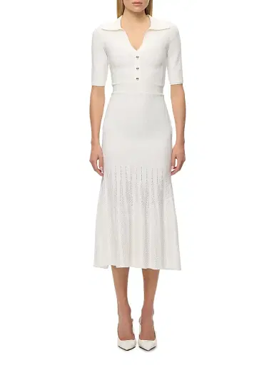 Hervé Léger Women's Adele Rib-Knit Midi-Dress - Alabaster - Size XS | Thumbnail 3 Hervé Léger Women's Adele Rib-Knit Midi-Dress - Alabaster - Size XS | Thumbnail 3