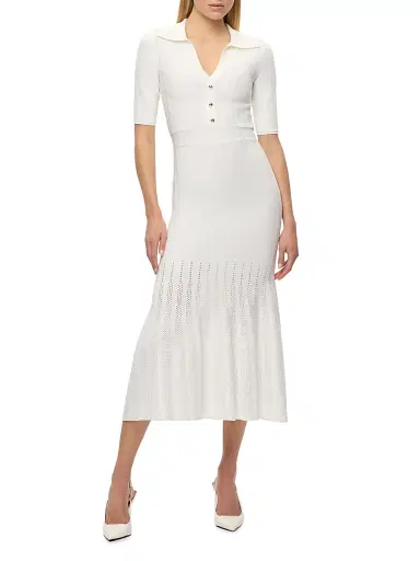 Hervé Léger Women's Adele Rib-Knit Midi-Dress - Alabaster - Size XS | Thumbnail 1 Hervé Léger Women's Adele Rib-Knit Midi-Dress - Alabaster - Size XS | Thumbnail 1