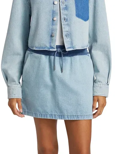 Moschino Jeans Women's Denim Two-Tone Miniskirt - Multi Light Blue | Thumbnail 3 Moschino Jeans Women's Denim Two-Tone Miniskirt - Multi Light Blue | Thumbnail 3