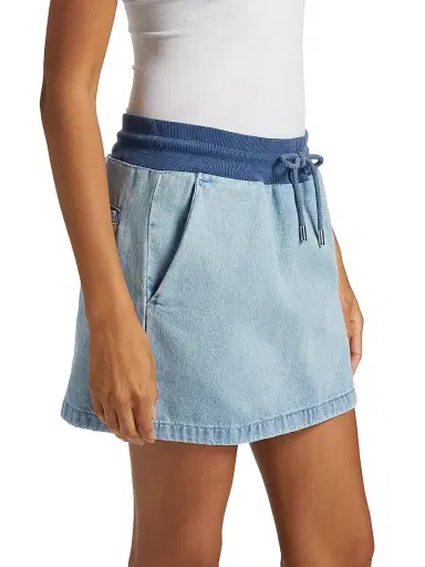 Moschino Jeans Women's Denim Two-Tone Miniskirt - Multi Light Blue | Thumbnail 4 Moschino Jeans Women's Denim Two-Tone Miniskirt - Multi Light Blue | Thumbnail 4