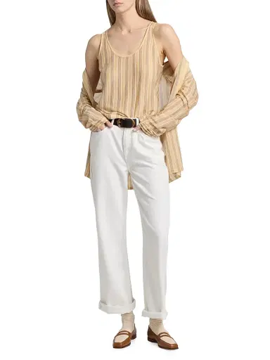 Guest In Residence Women's Fine Stripe Cashmere Tank - Butter Combo - Size XL | Thumbnail 2 Guest In Residence Women's Fine Stripe Cashmere Tank - Butter Combo - Size XL | Thumbnail 2