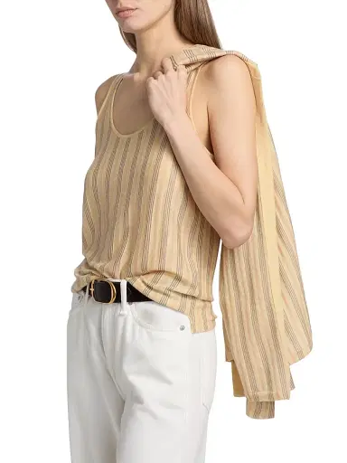 Guest In Residence Women's Fine Stripe Cashmere Tank - Butter Combo - Size XL | Thumbnail 4 Guest In Residence Women's Fine Stripe Cashmere Tank - Butter Combo - Size XL | Thumbnail 4