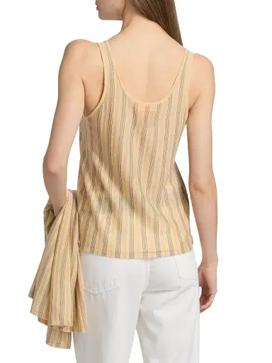 Guest In Residence Women's Fine Stripe Cashmere Tank - Butter Combo - Size XL | Thumbnail 5 Guest In Residence Women's Fine Stripe Cashmere Tank - Butter Combo - Size XL | Thumbnail 5