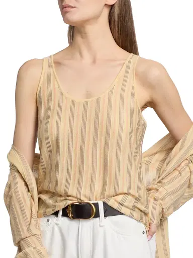 Guest In Residence Women's Fine Stripe Cashmere Tank - Butter Combo - Size XL | Thumbnail 6 Guest In Residence Women's Fine Stripe Cashmere Tank - Butter Combo - Size XL | Thumbnail 6