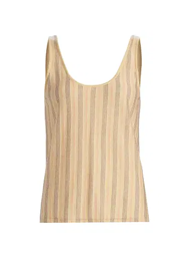 Guest In Residence Women's Fine Stripe Cashmere Tank - Butter Combo - Size XL | Thumbnail 1 Guest In Residence Women's Fine Stripe Cashmere Tank - Butter Combo - Size XL | Thumbnail 1