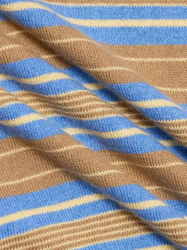 Guest in Residence Women's Striped Cotton-Cashmere Polo Shirt - Delft Blue Combo | Thumbnail 7 Guest in Residence Women's Striped Cotton-Cashmere Polo Shirt - Delft Blue Combo | Thumbnail 7