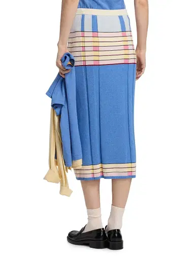 Guest in Residence Women's Striped Silk-Linen Midi-Skirt - Delft Blue Combo | Thumbnail 5 Guest in Residence Women's Striped Silk-Linen Midi-Skirt - Delft Blue Combo | Thumbnail 5