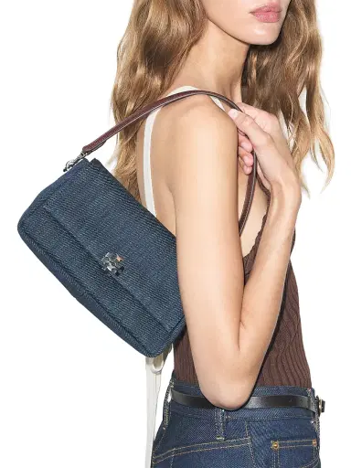 Tory Burch Women's Charlie Small Denim Shoulder Bag - Midnight | Thumbnail 2 Tory Burch Women's Charlie Small Denim Shoulder Bag - Midnight | Thumbnail 2