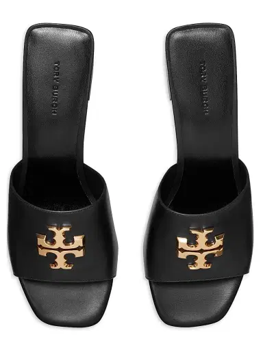 Tory Burch Women's Eleanor 55MM Leather Sandals - Perfect Black Gold | Thumbnail 3 Tory Burch Women's Eleanor 55MM Leather Sandals - Perfect Black Gold | Thumbnail 3
