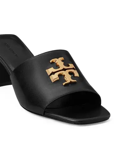 Tory Burch Women's Eleanor 55MM Leather Sandals - Perfect Black Gold | Thumbnail 4 Tory Burch Women's Eleanor 55MM Leather Sandals - Perfect Black Gold | Thumbnail 4