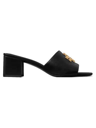 Tory Burch Women's Eleanor 55MM Leather Sandals - Perfect Black Gold | Thumbnail 1 Tory Burch Women's Eleanor 55MM Leather Sandals - Perfect Black Gold | Thumbnail 1