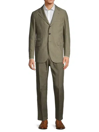 Massimo Alba Men's Catch2 Pinstriped Linen & Cotton-Blend Blazer - Salvia | Thumbnail 2 Massimo Alba Men's Catch2 Pinstriped Linen & Cotton-Blend Blazer - Salvia | Thumbnail 2