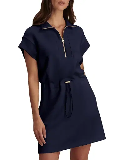Varley Women's Avaya Half-Zip Minidress - Blue Nights | Thumbnail 2 Varley Women's Avaya Half-Zip Minidress - Blue Nights | Thumbnail 2